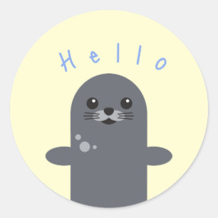 Cute Hello Seal Aquatic Animal Sticker