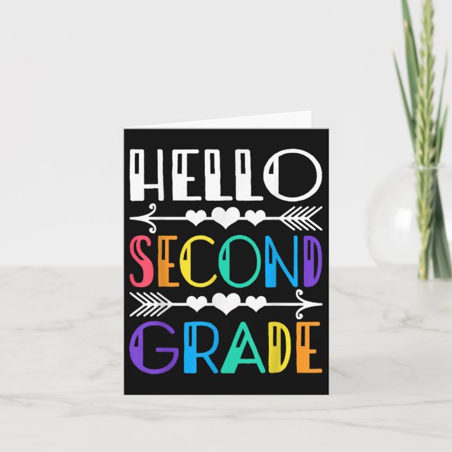 Cute Hello Second Grade Back To School First Day O Card (Front)