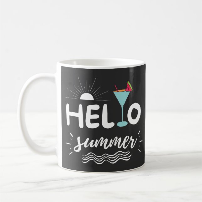 Cute Hello Summer Beach Coffee Mug (Left)