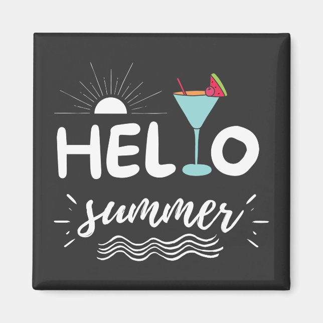 Cute Hello Summer Beach Magnet (Front)