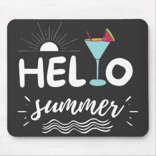 Cute Hello Summer Beach Mouse Pad