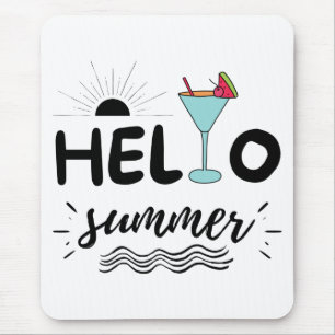 Cute Hello Summer Beach Mouse Pad