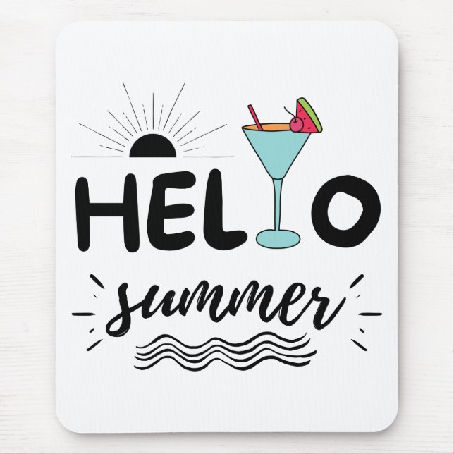 Cute Hello Summer Beach Mouse Pad (Front)