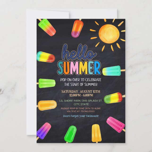 Cute Hello summer Party  Invitation (Front)