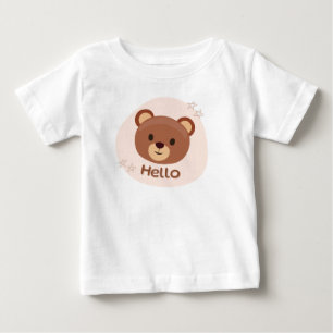Cute "Hello" Teddy Bear Illustration Kids T-Shirt