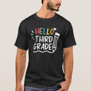 Cute Hello Third Grade Teacher Kids Heart 3Rd Back T-Shirt