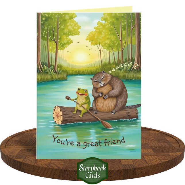 Cute Helpful Frog and Beaver Forest Friendship Card (Creator Uploaded)