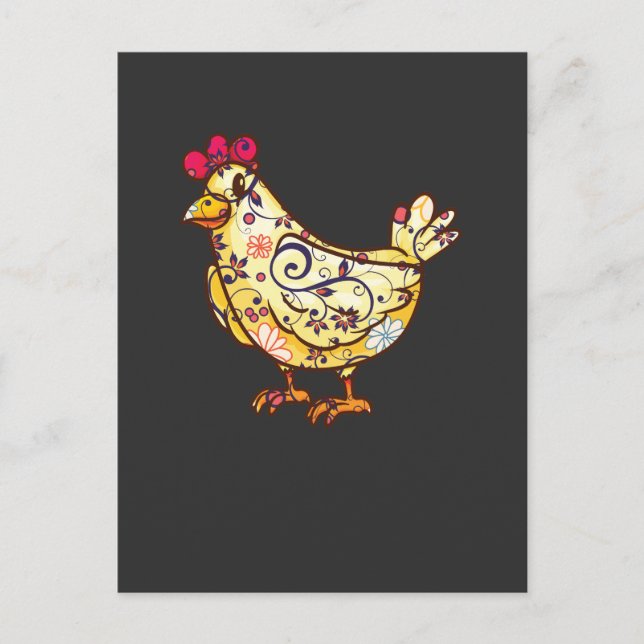 Cute Hen Farming Lover Flower Mom Farm Chicken Hen Postcard (Front)