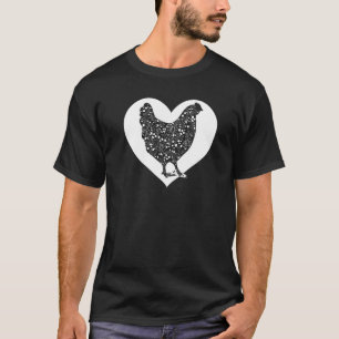 Cute Hen Who Loves Chickens Cool White Heart Vinta T-Shirt