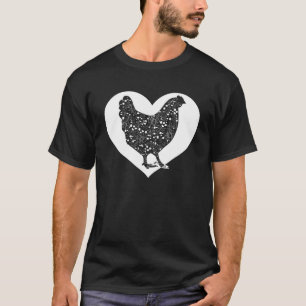 Cute Hen Who Loves Chickens Cool White Heart Vinta T-Shirt