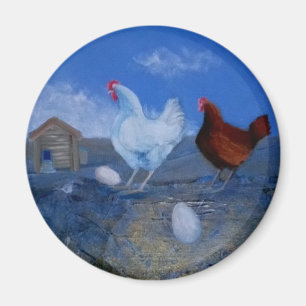 Cute Hens/ Chickens Custom Art Magnet