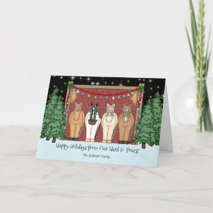 Cute Herd of Horses Happy Holidays Horse Christmas Holiday Card