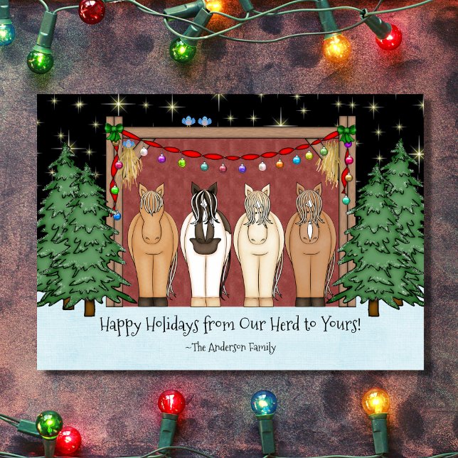 Cute Herd of Horses Happy Holidays Horse Christmas Holiday Card (Creator Uploaded)