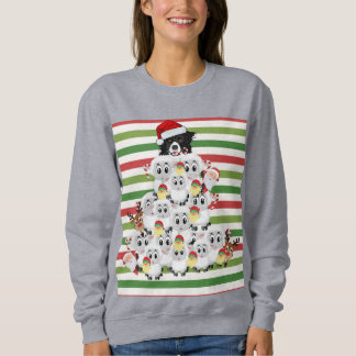 Cute Herding Dog and Sheep Christmas Tree Sweatshirt