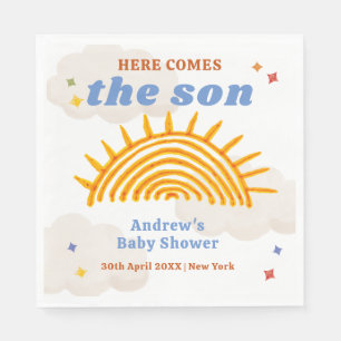 Cute Here Comes The Son Sunshine Baby Shower  Napkin