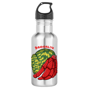 Cute hermit crab cartoon illustration 532 ml water bottle