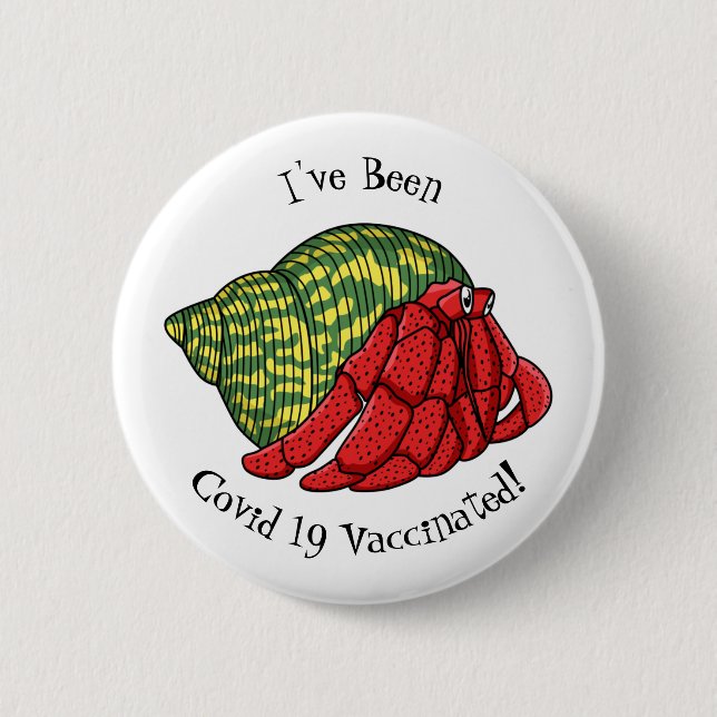 Cute hermit crab cartoon illustration 6 cm round badge (Front)