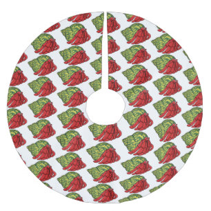 Cute hermit crab cartoon illustration brushed polyester tree skirt