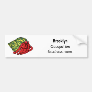 Cute hermit crab cartoon illustration bumper sticker