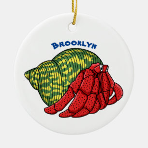 Cute hermit crab cartoon illustration ceramic ornament