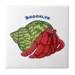 Cute hermit crab cartoon illustration ceramic tile