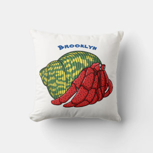 Cute hermit crab cartoon illustration cushion