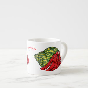 Cute hermit crab cartoon illustration espresso cup