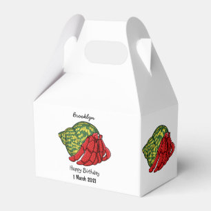 Cute hermit crab cartoon illustration favour box