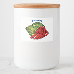 Cute hermit crab cartoon illustration food label