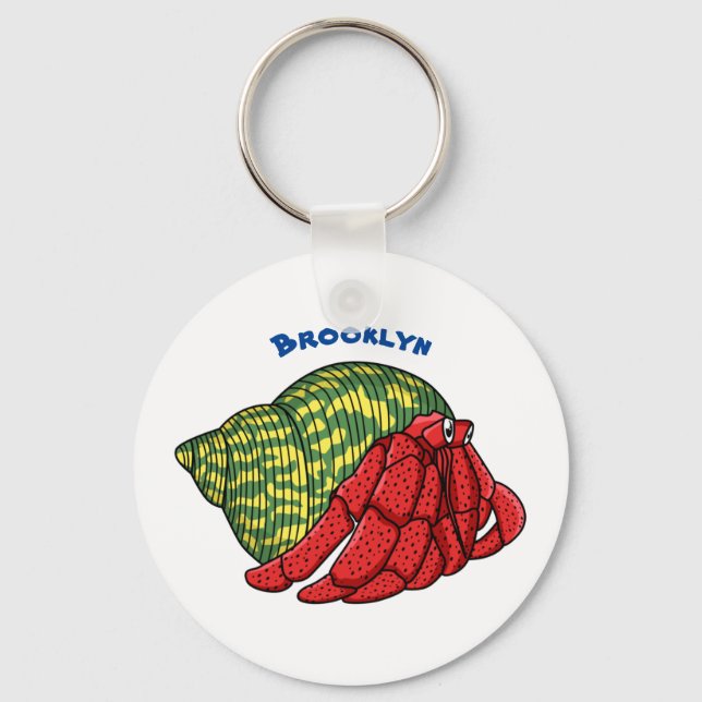 Cute hermit crab cartoon illustration key ring (Front)