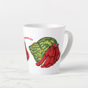 Cute hermit crab cartoon illustration latte mug