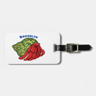 Cute hermit crab cartoon illustration luggage tag