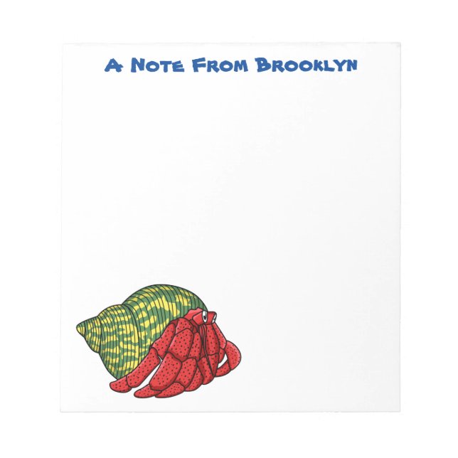 Cute hermit crab cartoon illustration notepad (Front)