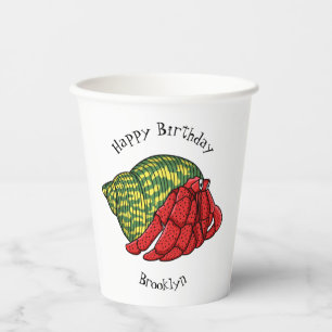 Cute hermit crab cartoon illustration paper cups