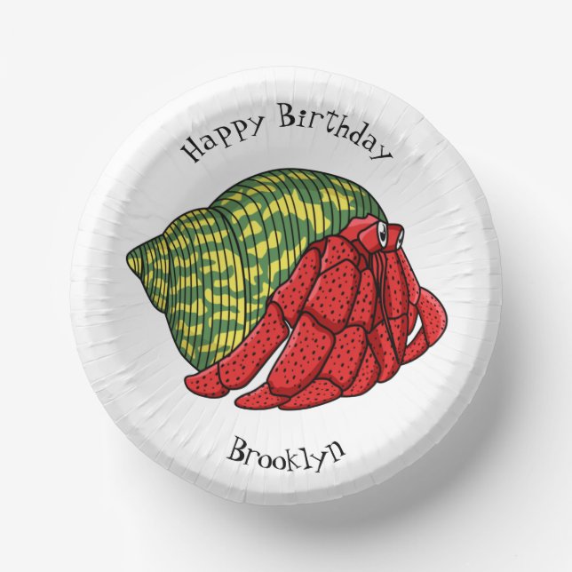 Cute hermit crab cartoon illustration paper plate (Front)