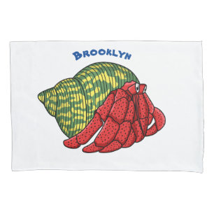 Cute hermit crab cartoon illustration pillowcase