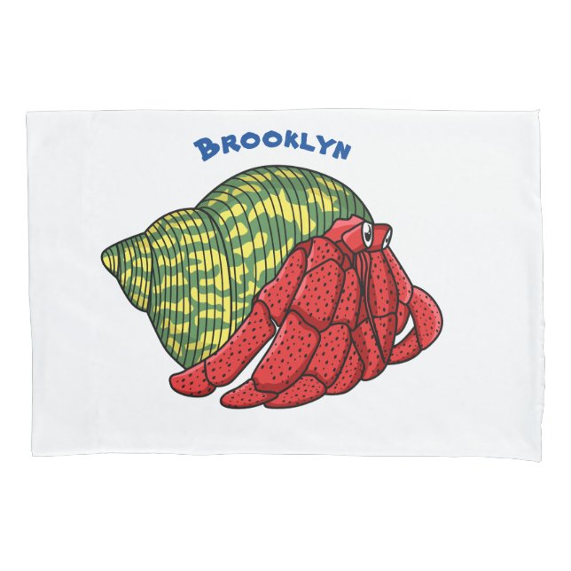 Cute hermit crab cartoon illustration pillowcase (Front)