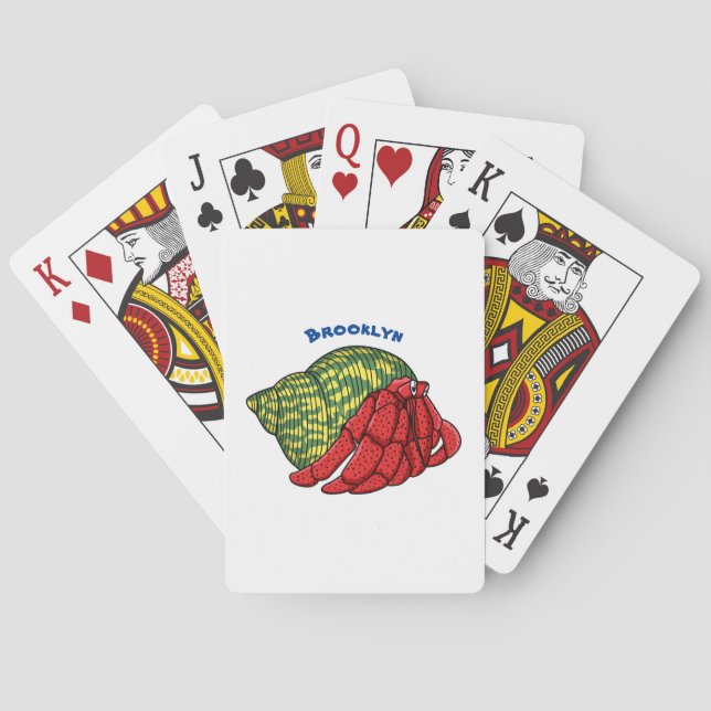 Cute hermit crab cartoon illustration playing cards (Back)