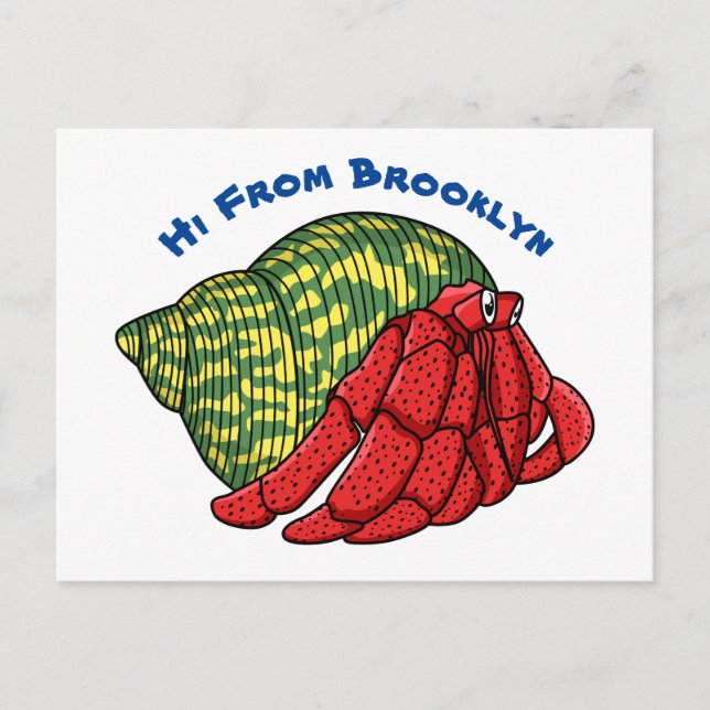 Cute hermit crab cartoon illustration postcard (Front)
