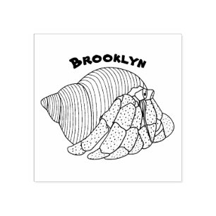 Cute hermit crab cartoon illustration rubber stamp