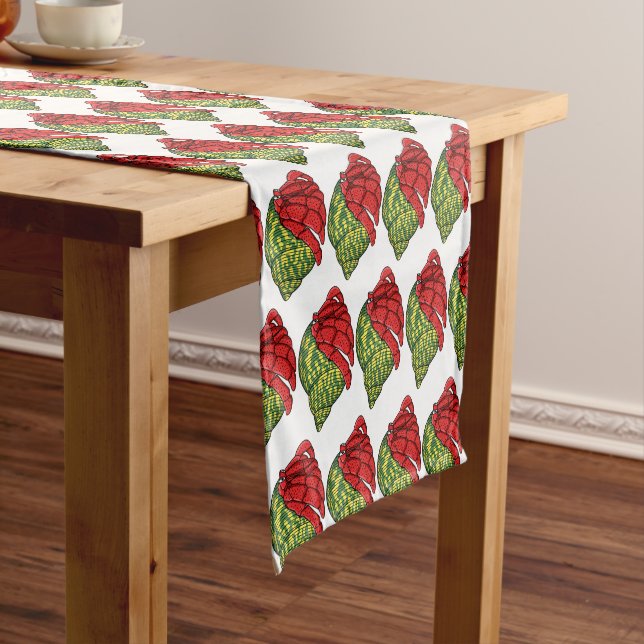 Cute hermit crab cartoon illustration short table runner (In Situ)