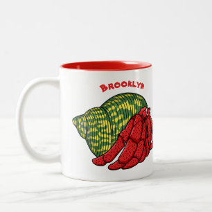 Cute hermit crab cartoon illustration Two-Tone coffee mug