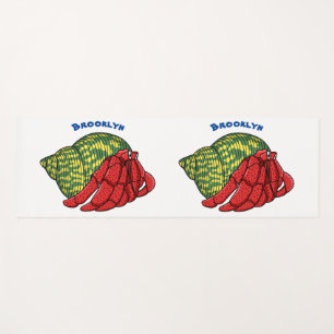Cute hermit crab cartoon illustration yoga mat