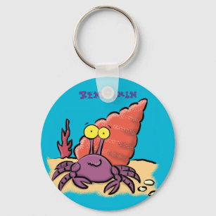 Cute hermit crab cartoon keychain. key ring