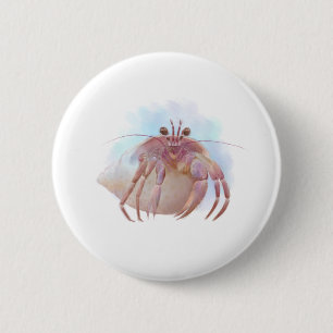 Cute hermit crab sketch 6 cm round badge