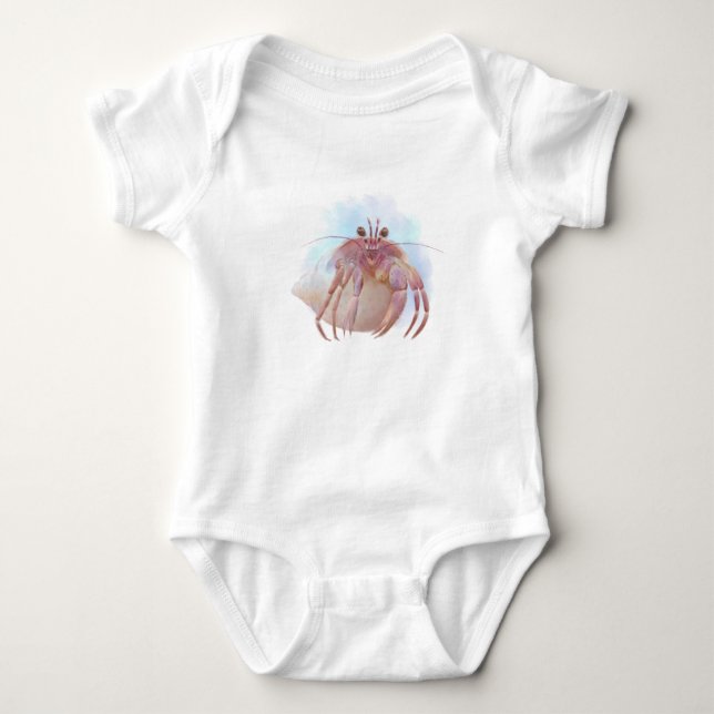 Cute hermit crab sketch baby bodysuit (Front)