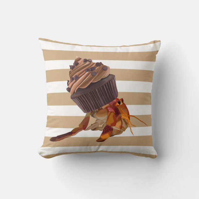 Cute Hermit Crab With Chocolate Cupcake Shell Cushion (Front)