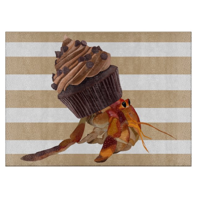 Cute Hermit Crab With Chocolate Cupcake Shell Cutting Board (Front)