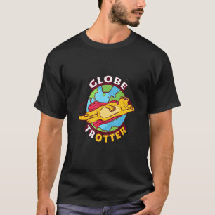 Cute Hero Otter Flying Arround The Globe Globetro T-Shirt