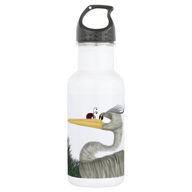 Cute Heron and Ladybug 532 Ml Water Bottle (Front)